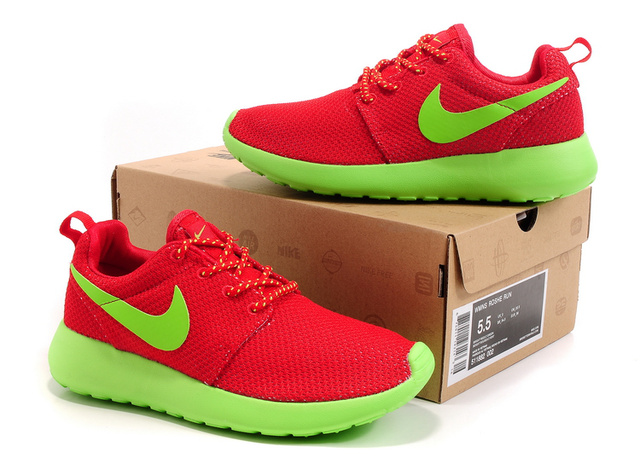 femmes nike Roshe running chaussures vert rouge (4)